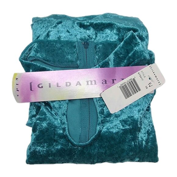 Gilda Marx VTG High Neck Keyhole Skirt Velvet Skate Leotard Dress Y/J Adult XS - Picture 10 of 16